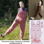 Photo de la salopette cousue de Ksenia Bitsenko d'après mon patron PDF de 40 à 64 tailles