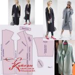 Disegno di una serie di modelli dalle istruzioni per il modello PDF di un cappotto da donna autunnale