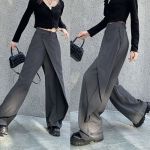 Jednoduché vzory voľných dámskych nohavíc s odnímateľným detailom foto3