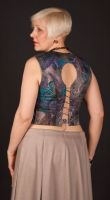 Muster einer Damenweste mit einem Ausschnitt auf dem Rückenfoto
