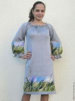 A-line dress with raglan sleeves in coupon fabric