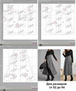 Schemat montażu wykroju z arkuszy A4 dla rozmiarów sukni od 52 do 64
