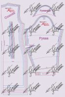 Náčrt vzoru pro rukáv, manžetu a záda pro pouzdrové šaty qipao