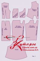 cutting dress pattern with a lantern and pockets sizes 42-52