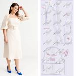 Dress pattern with puffy sleeves for full large sizes look