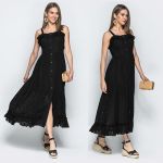 Wzory prostej letniej sukienki z rozkloszowanymi kieszeniami na ramiączkach zdjęcie 3