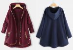 Foto delle opzioni del cappotto: giacche trapezoidali con cappuccio secondo uno schema semplice