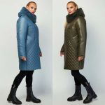 Vzor péřové bundy pro ženy s kapucí na zimu foto 3