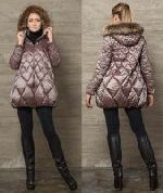 Pattern coat down jacket A-line with a hood