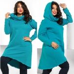 Patterns of a one-piece trapezoid dress with sleeves and a hooded hoodie