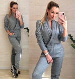 Stretch jumpsuit patterns with shawl collar