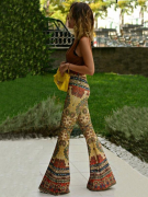 Pantaloni svasati hippie elasticizzati con tasche