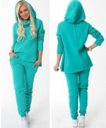 Patterns of a women's tracksuit with a hoodie