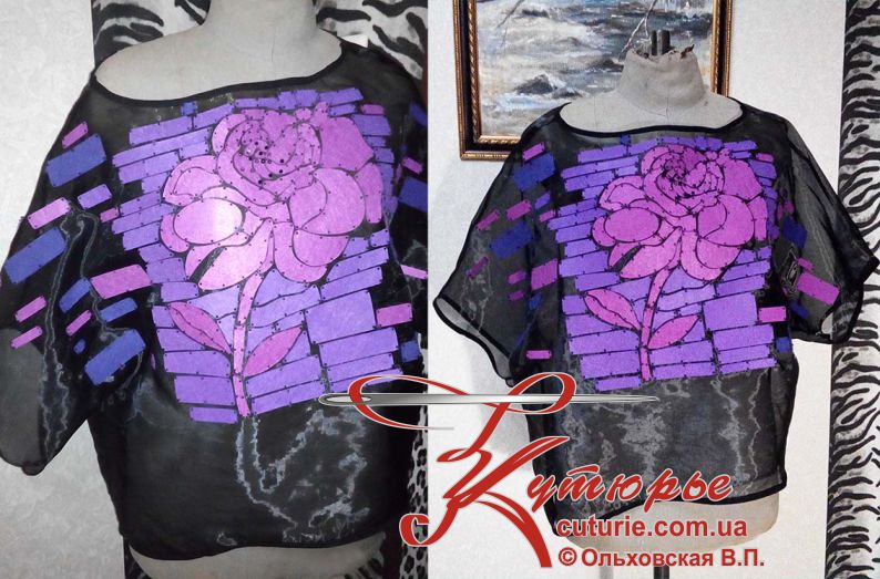 бесплатная выкройка кимоно блузы с цветком фото 3