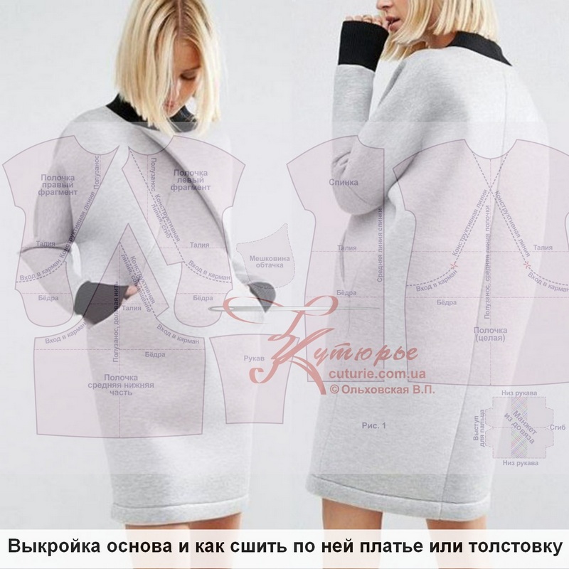 Фото платья кокон по готовой оверсайз выкройке Веры Ольховской