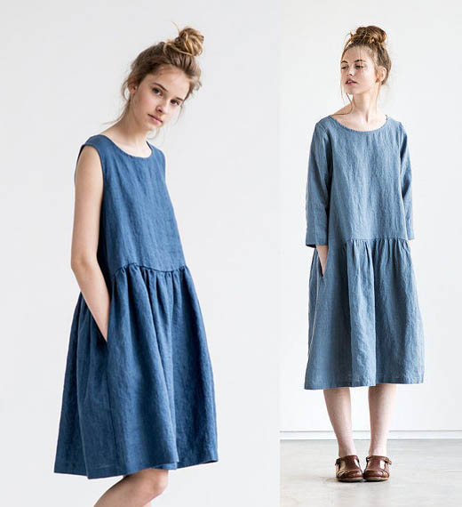 Пример сшитого платья бохо голубого цвета